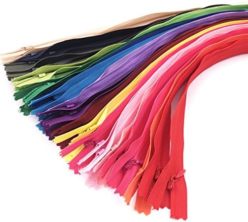 40Pcs Nylon Invisible Zippers 14 Inch For Tailor Sewer Sewing Craft Crafter's Garment Fixing Tools Mix 20 Colors(Total 14inch/35cm,teeth length 12 inch/30cm)