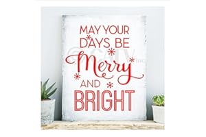 WALL SAYINGS VINYL LETTERING May Your Days be Merry and Bright Christmas Vinyl Lettering Wall Decal (9.5"W x 10.5"H, Red)