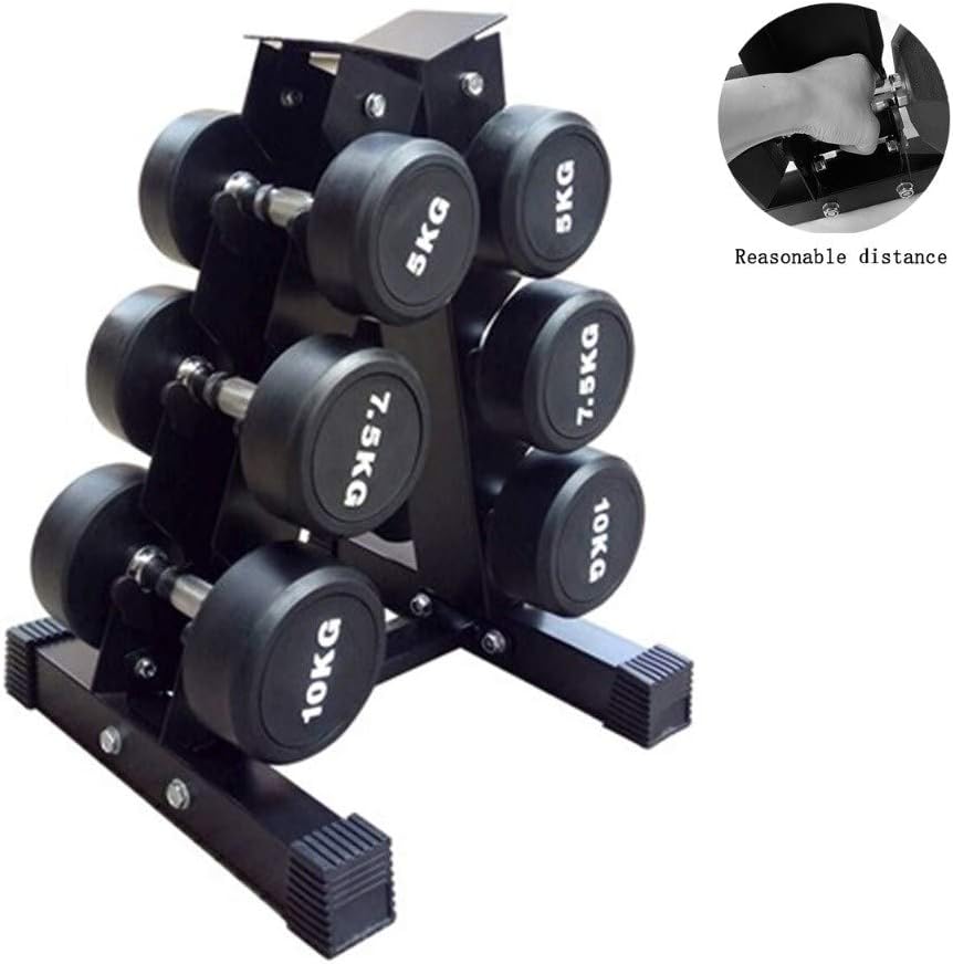 Qazxsw Dumbbell Storage Rack,Household Small Dumbbell Stand Vertical Three-Layer Dumbbell Shelf Set Commercial Dumbbell Rack,Black,3 Pairs of Shelves