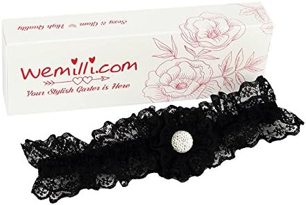 Black Rhinestone Rose Lace Garter - Sexy Bridal Black Garter for Wedding, Prom, Homecoming etc. Party