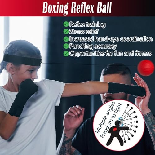 Ssumght 4-in-1 Kids Boxing Gloves and Punching Mitts Set, Boxing Pads with Boxing Reflex Ball, Kid Boxing Equipment Set with Hand Wrap for MMA Training, Muay Thai, Karate,6oz
