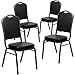 Flash Furniture 4 Pack HERCULES Series Crown Back Stacking Banquet Chair in Black Vinyl - Silver Vein Frame