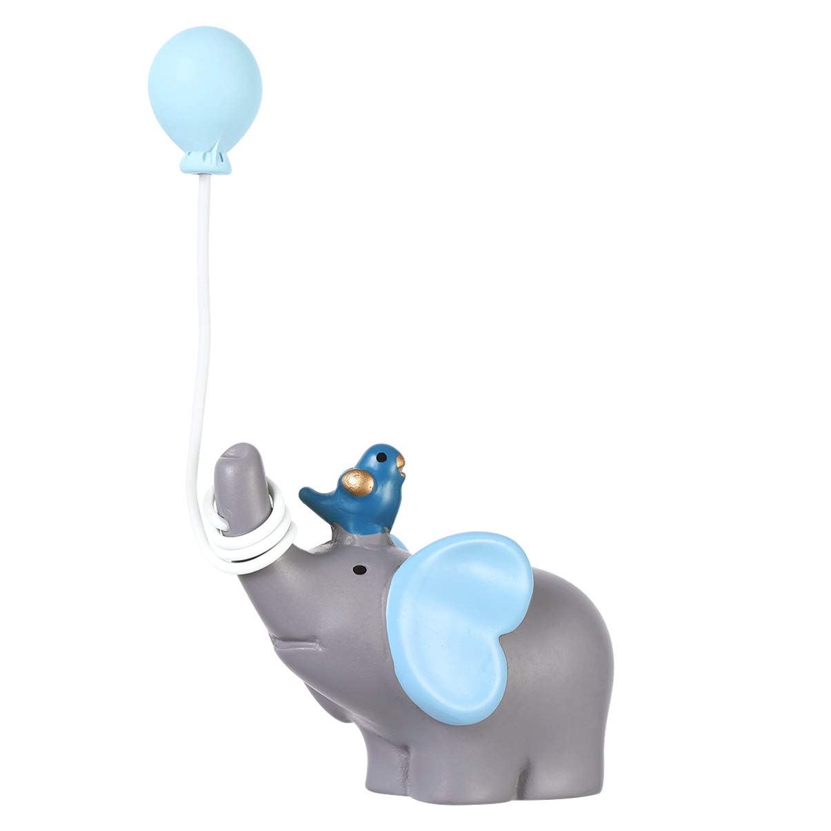 NUOBESTY Balloon Elephant Cake Topper, Lovely Blue Elephant Doll Resin Elephant Cake Decoration for for Baby Shower Boy Birthday Party Supplies (Sky- blue)