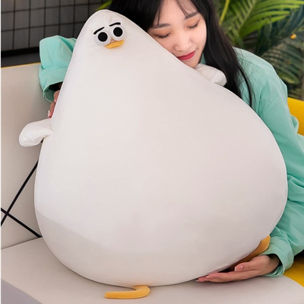 OUKEYI Funny Plush Seagull Pillow, Simulation Cute Fat Chicken Doll Toys, Soft Stuffed CushionsChicken Plush Pillow Floor Mat Kawaii Festival Gifts (40cm)