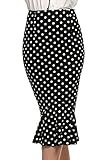 ANGVNS Women's Mermaid Skirt High Waist Fishtail Hem Plain Bodycon Pencil Skirts
