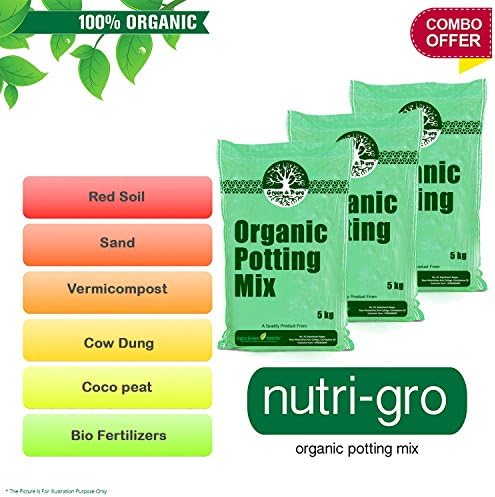 Agro Green Biolife Green & Pure - Ready To Use Organic Potting Mix / Plant Manure - 15Kg ( 3 X 5Kg Bags )
