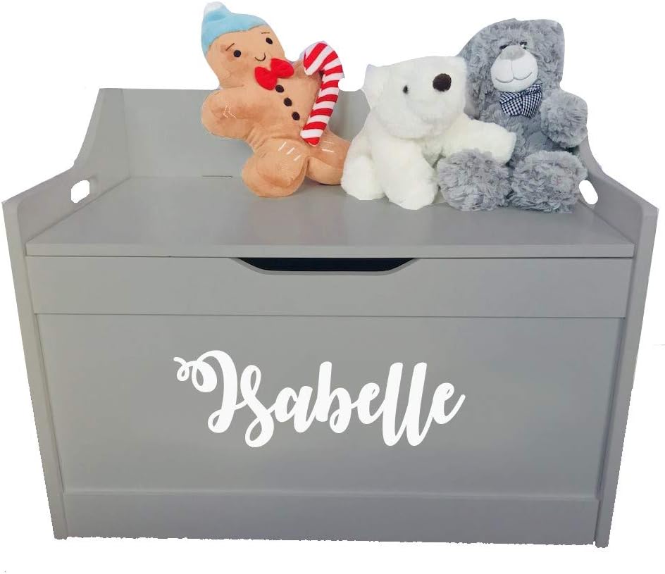 toy boxes with names on
