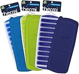 Thermi Ice Cube Tray with Easy Release Push Pop Out Narrow Ice Stick Cubes for Small Mouth Sport Water Bottles S'well Cola Vacuum Insulated (3 Pack + Lids (Frost Blue, Lime Green, Midnight Blue))
