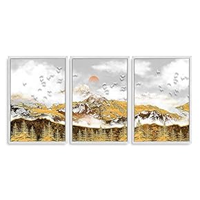 Framed for Living Room Bedroom Abstract Great Landscape for x3 Panels Premium Creation Pretty Piece of Art