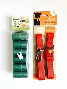 Image of The Dog Walker Company Soft-Grip Collar & Leash (Large, 15-21 in.) with BONUS 180 Waste Bags