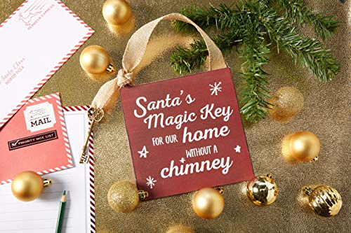 Kate & Milo Santa's Magic Key Plaque, Seasonal Home DÃ©cor, Holiday Decorations for Kids, Red