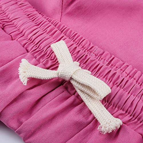 Women Short Pants, JOYFEEL ❤️ Ladies Cotton Linen Casual Elastic Waist Pants Drawstring Solid Summer Walking Shorts - Thumbnail 4