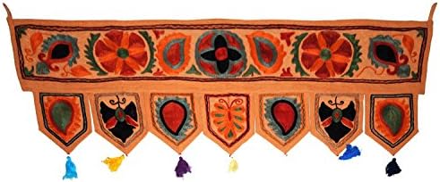 Home Decorative Indian Design Embroidered Window Valence Door Hanging Bandhanwar Toran Wall Decor Door Valances Size 39 x 14" inch
