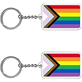 FHZJKJX Progress Rainbow Gay Pride Flag Keychain LGBT Key Ring-(2 Pack)
