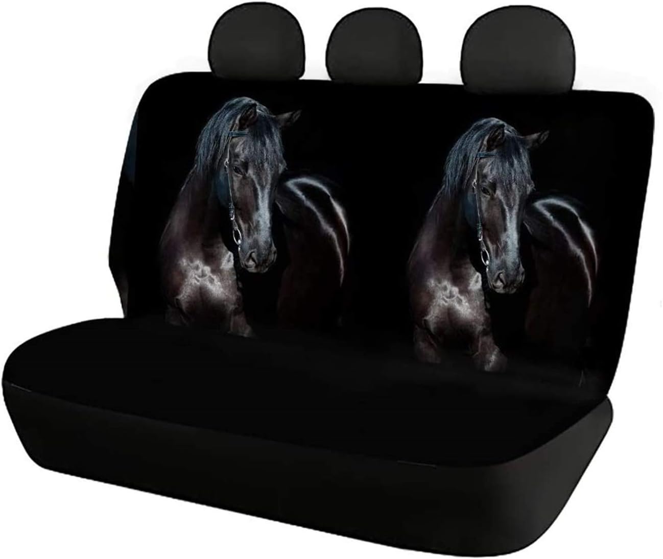 Showudesigns Black Horse Car Seat Covers Full Set for Women Men SUV Split Option Bench Front & Rear Bench Seat Cover Universal Trunk Interior Accessories Dog Pet Seat Protectors - Image 3