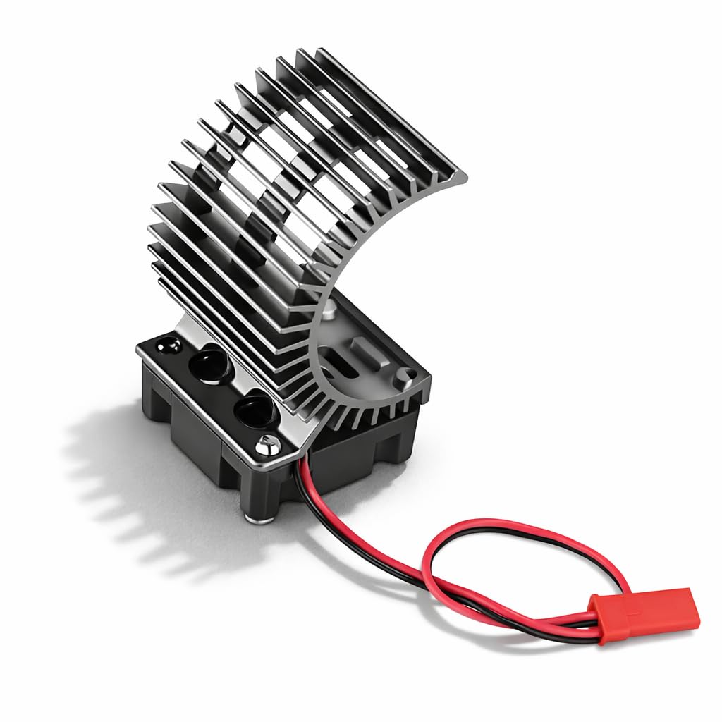Dilwe Motor Heat Sink, Heat Sink With Cooling Fan for 1/10 Scale Electric RC Car 540/550 Motor(Black)