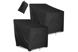 ALSTER Outdoor Chair Covers 2 Pack, Patio Chair Covers(34" L x 32" W x 36" H), Durable and Waterproof Black Furniture Covers for Lounge Deep Seat, Rain Snow Dust Wind-Proof