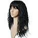 Namecute Black Curly Wig Kanekalon Synthetic Long Wigs Layered Fringe (#1B)