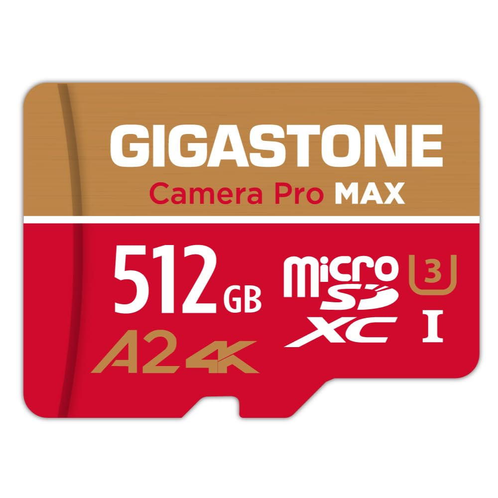 【5-Years Data Recovery】GIGASTONE 512GB Micro SD Card, Camera Pro MAX, Up to 170/140 MB/s, MicroSDXC Memory Card for DJI, Gopro, Insta360, Dashcam, 4K Video UHS-I A2 V30 U3 C10 with Adapter