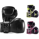Sanabul Essential Gel Boxing Kickboxing Fighting/Bag Gloves (All Black, 10 oz)