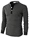 H2H Men's Slim-Fit Long-Sleeve Waffle Henley Shirt Charcoal US M/Asia L (CMTTL045)