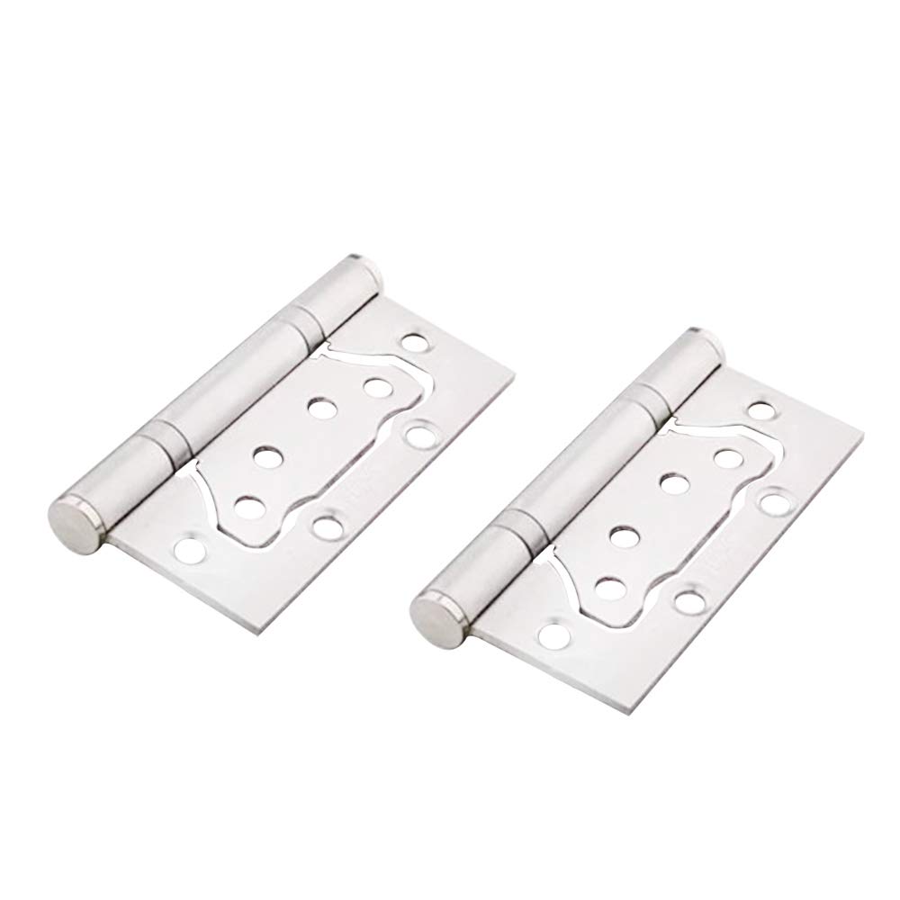 YOFASEN Stainless Steel Door Hinges - Thicken Folding Butt Hinges Wooden Gates Big Box Bearing Hinges with Matching Fixing Screws, Silver, 4 Inch(100x75x2.5mm) - 2pcs