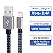 iPhone Charger Atill Lightning Cable 3Pack 3ft Nylon Braided USB Charging Cable Cord Compatible with iPhone X/8/8 Plus/7/7 Plus/6/6s Plus/SE/5/5s/5c, iPad, iPod and More (Blue)