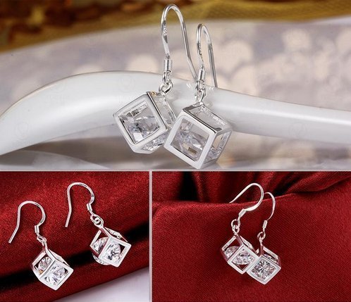 Hosaire Dangle Earrings Elegant Shining Crystal Drop Hook Earrings for Women's Jewelry - Thumbnail 3