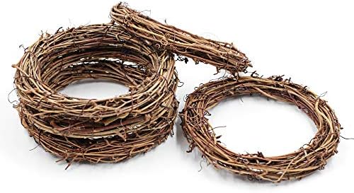 aoory Natural Rattan Wreath Grapevine Wreath Base DIY Crafts for Wedding Party Door Garland Home Hanging Decor 6Pcs