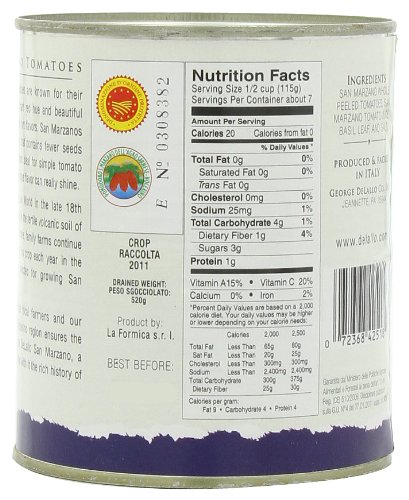 DeLallo Imported San Marzano Whole Peeled Tomatoes, 28-Ounce Cans (Pack of 6) - Thumbnail 6