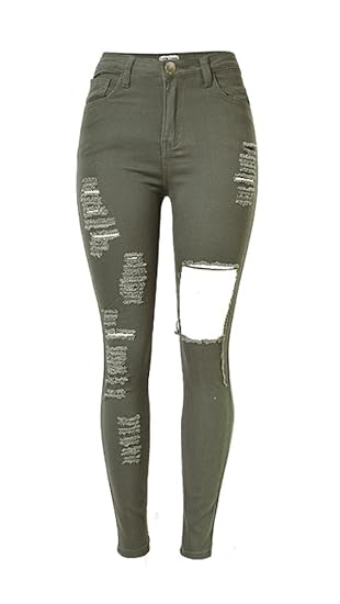 iRachel Damen Jeanhose Skinny Röhrenjeans Bleistifthose Hose Dünn Ripped Loch Bleistift Hose