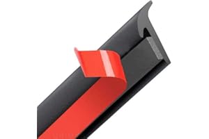 GreceYou 5M/16.5Ft Universal Self Adhesive Auto Rubber Weather Draft Seal Strip, Car Windshield Edge Moulding Sealing Strip Soundproof T-Type Rubber Edge Protector Trim, Black, 6 * 10mm