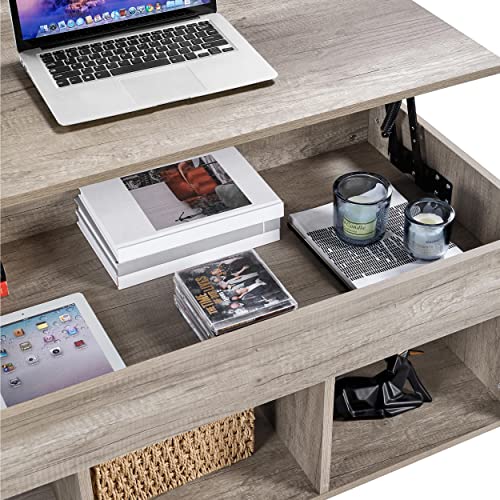 Yaheetech Gray Coffee Table, 47.5in Lift Top Coffee Table with Storage