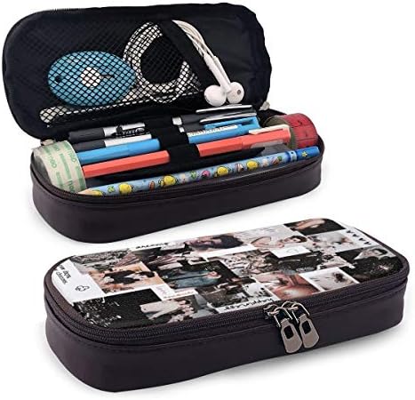 Shawn Mendes Pencil Case Big Capacity PU Leather Makeup Case Zipper Stationery Organizer Case for School,Office