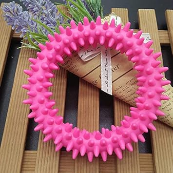 Pindia Spiked Soft Rubber Ring Toy for Chewing and Teething (Random)