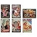 Juvale 6-Piece Tin Signs - Vintage Style Metal Signs As Wall Decor, Decorative Coffee Bar Sign, Pin-up Girls, Sexy Ladies, 11.8 x 8 inches