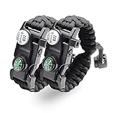 LeMotech 20 in 1 Adjustable Paracord Survival Bracelet, Tactical Emergency Gear Kit Includes SOS LED Flashlight, Compass, Rescue Whistle and Fire Starter-Outdoor Hiking Camping