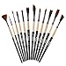 ARTIFY Sunflower 15 Pieces Paint Brush Set, Expert Series, Enhanced Synthetic Brush Set with Canvas Roll and Special Bookmarks for Acrylic, Oil, Watercolor and Gouache - Red