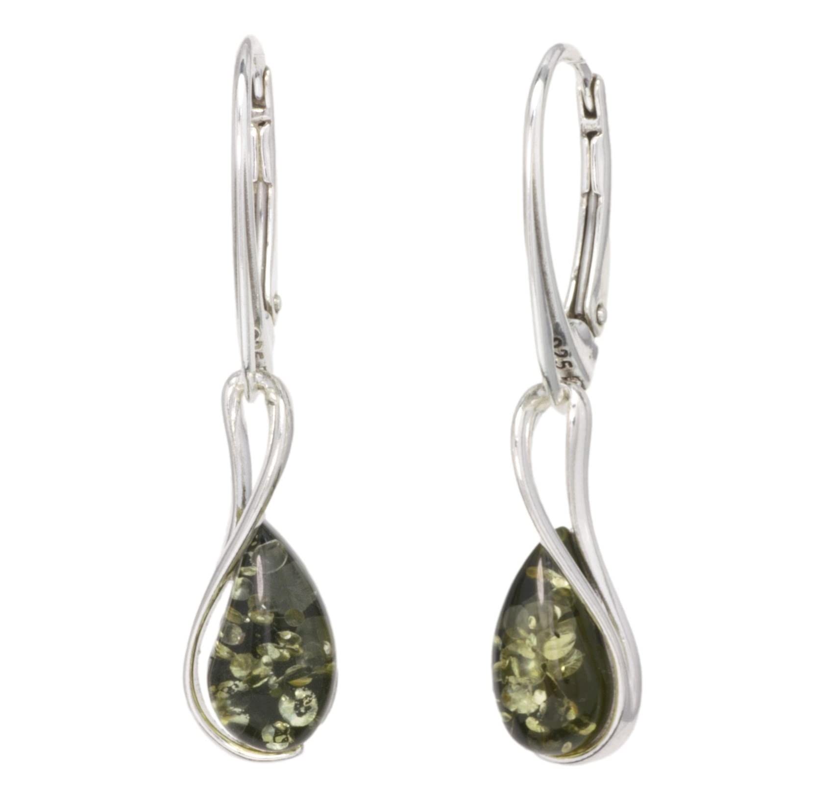 BALTIC AMBER STERLING SILVER 925 Earrings Droop Dangle NATURAL Green Gemstone Amber Jewellery For Woman Lever Back Earrings