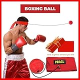 Reflex Boxing Ball on String with Headband for Fight MMA Training Speed Adult/Kids Gift Improve Punch Focus Sport Exercise Practice Fitness Trainer Elastic Head Band Set Cap Hat Puncher by POAGL