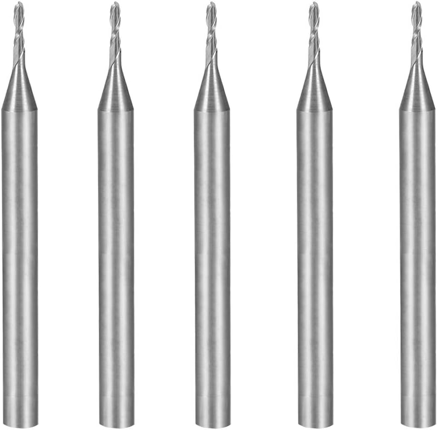 sourcingmap 5PCS 1/8" Shank 1.0mm x 4mm Carbide End Mill CNC Router Bits 2 Flute Milling Bit for Acrylic PVC MDF Wood