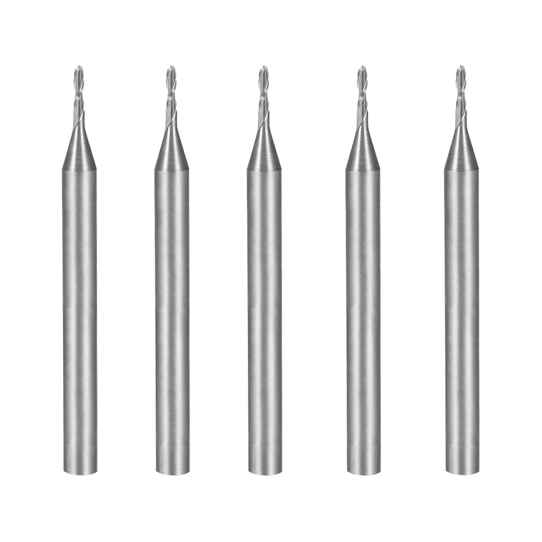 sourcingmap 5PCS 1/8" Shank 1.0mm x 4mm Carbide End Mill CNC Router Bits 2 Flute Milling Bit for Acrylic PVC MDF Wood