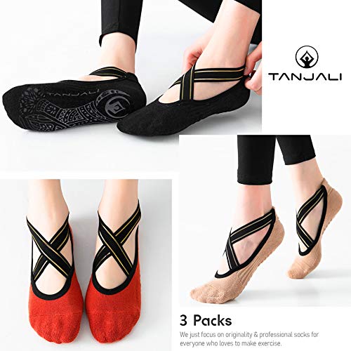 TANJALI Yoga Socks with Grips for Women Size 5.5-11, Grip& Non-Slip Yoga Socks for Workout, Dance, Pilates, Ballet and Barre