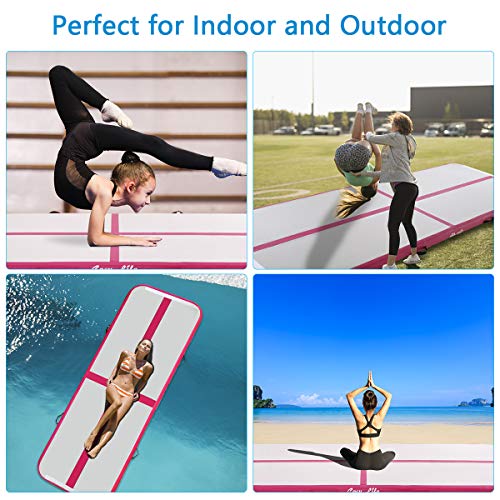 Inflatable Gymnastics Tumbling Training Mats Air Track with Electric Air Pump for Acrobatics Home Use Lawn Patio Park Beach Fitness Backflips Yoga Taekwondo Exercise Mat (9.84ft3.28ft) (Pink) - Thumbnail 5