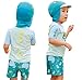 TAIYCYXGAN Baby Toddler Boys Two Pieces Swimsuit Set Boys Dinosaur Bathing Suit Rash Guards with Hat UPF 50+ Blue 2T