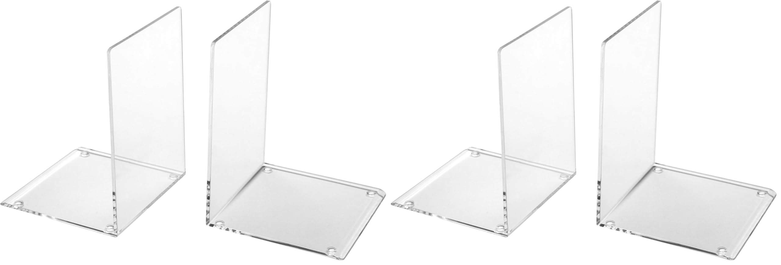 OSCO Clear Acrylic Medium Bookends | 1 Pair | Two Bookends | Clear Rubber Pads Non Slip | H17.2 x W12 x D12 cm (Pack of 2)
