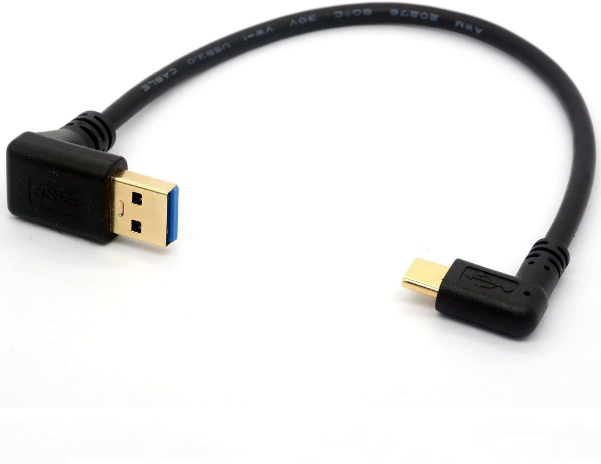 HUHANGGod Gold Plated Angled USB C Cable Extension 90 Degree Type C to USB 3.0 Down Angle Male Converter Data Sync USB-C Adapter cord (USB 3.0 Down) - Image 3