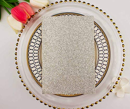 1 Set Silver Glitter 5x7 inch 250gsm Rustic Laser Cut Pocket Wedding Invitations Cards with Envelopes for Wedding Bridal Shower Greeting Invites