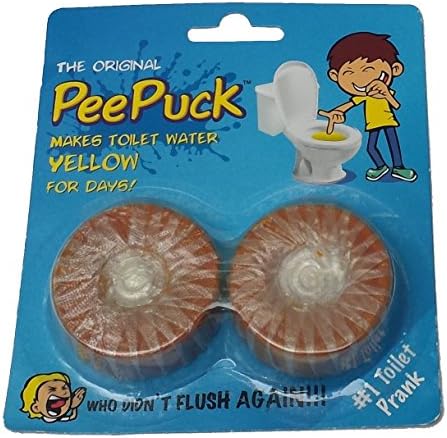 PeePuck 2 PACK Toilet Prank gag gift - turn toilet water yellow for days