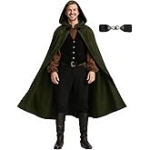 JPXH Medieval Hooded Cloak Renaissance Cape for Men and Women Halloween Costume